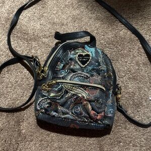 Betsey  Johnson Embroidered Black Crossbody Bag